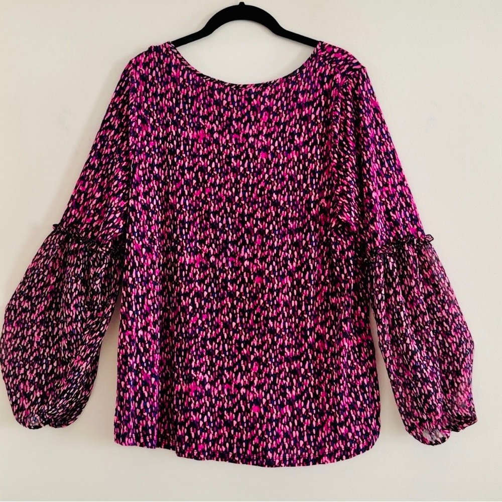 Lane Bryant Ruffled Multicolor Knit Top Size 14/16 - Picture 2 of 11